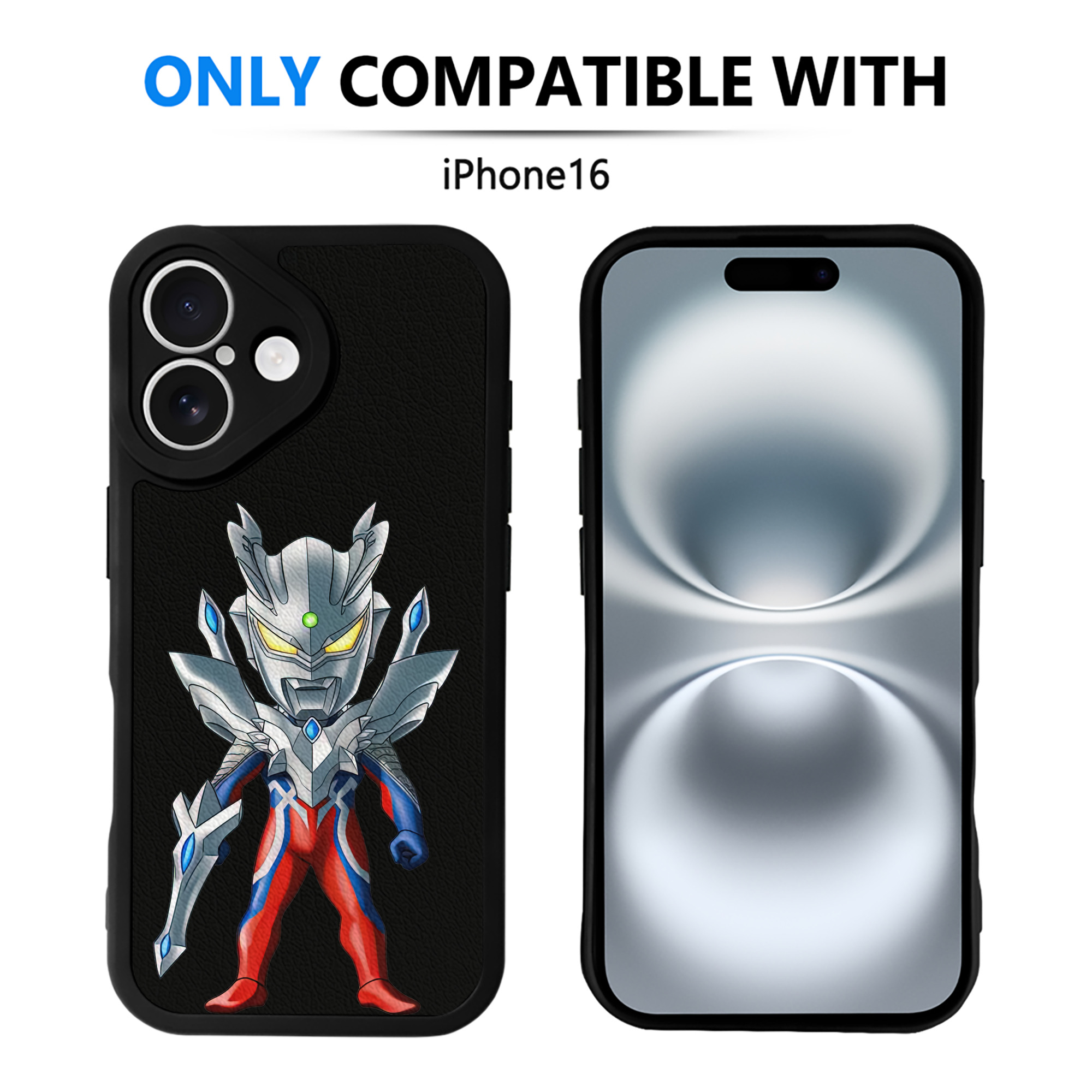 （画像用） ウルトラマン Ultraman 【iPhone 16シリーズ対応】シリコンスマホケース（レザー調） 材質：シリコン